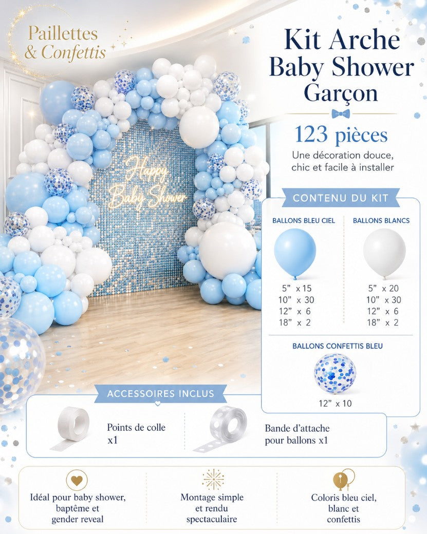 Kit décoration arche baby shower garçon
