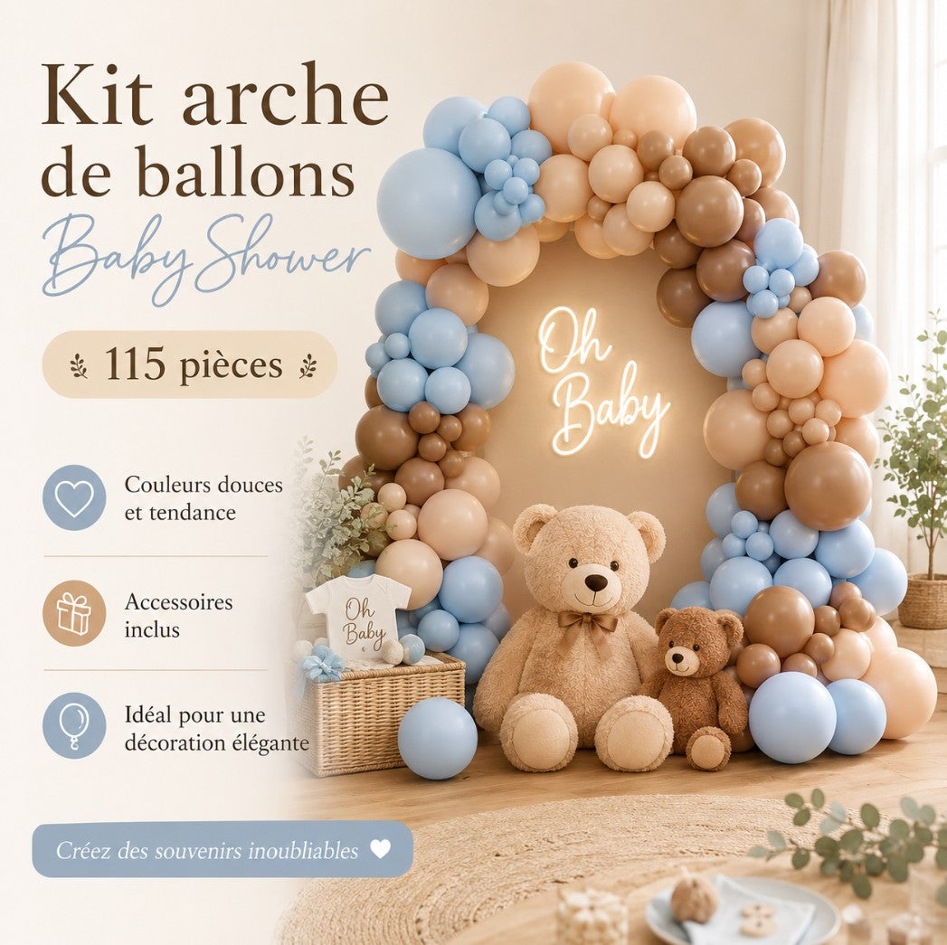 Kit décoration arche baby shower ourson