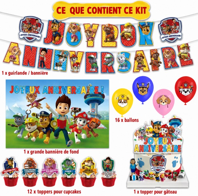 Kit décoration anniversaire Pat Patrouille